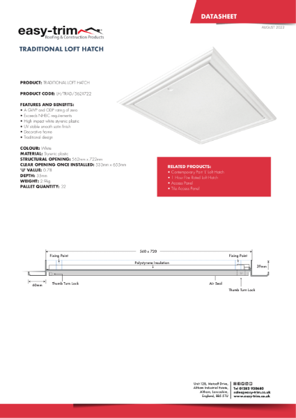 Traditional Loft Hatch Datasheet