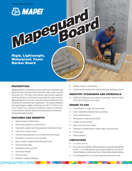 Mapeguard Board - Foam Core Backerboard | Mapei Inc. | NBS Source