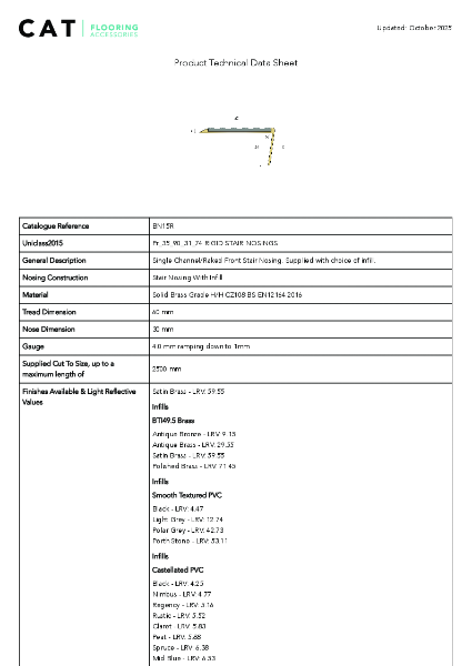 BN15R Satin Brass Technical Datasheet