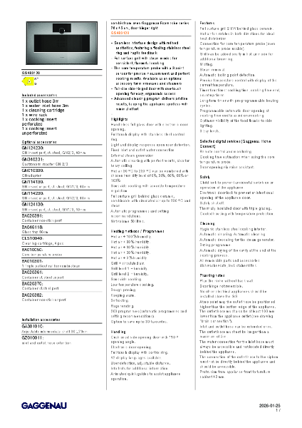 GS480120 Product Specification Sheet