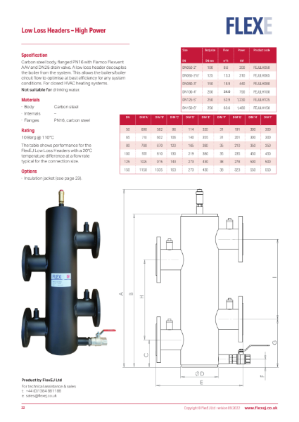 Product Data Sheet - Low Loss Headers - High Power