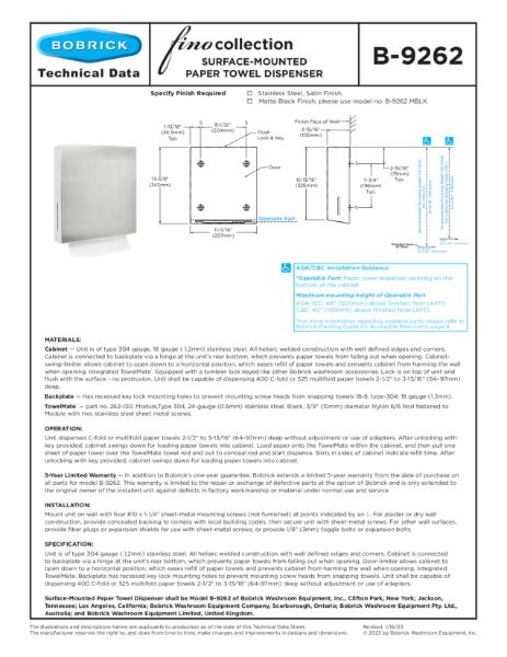 B-9262 Technical Data Sheet