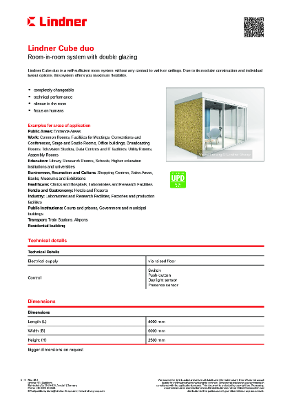 Lindner Cube duo - Datasheet