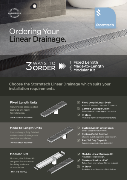 Ordering linear drainage: fixed length, made-to-length or modular kit