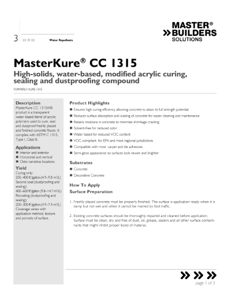 MasterKure_CC_1315_Data_Sheet