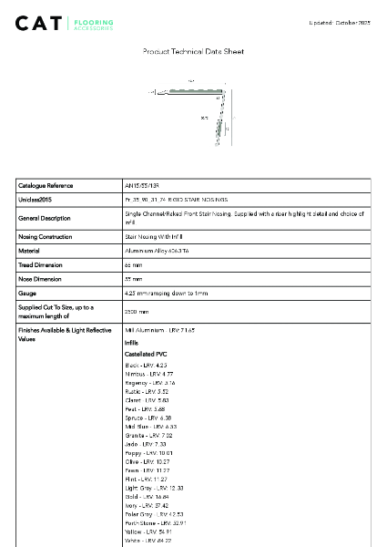 AN15/55/13R All Finishes Technical Datasheet