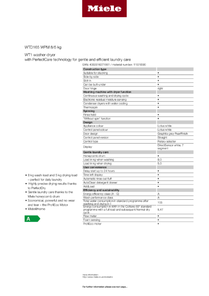 WTD 165 WPM Product Data Sheet
