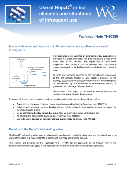 TN 10320 - Hot climates and infrequent use