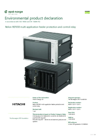 NEPD-12317-12373 Relion REF650 multi-application feeder protection and ...