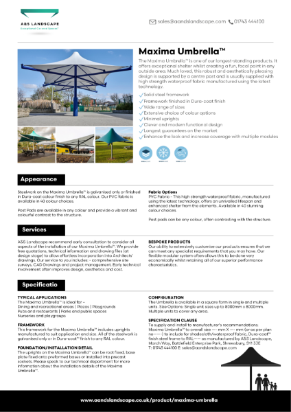Maxima Umbrella Data Sheet