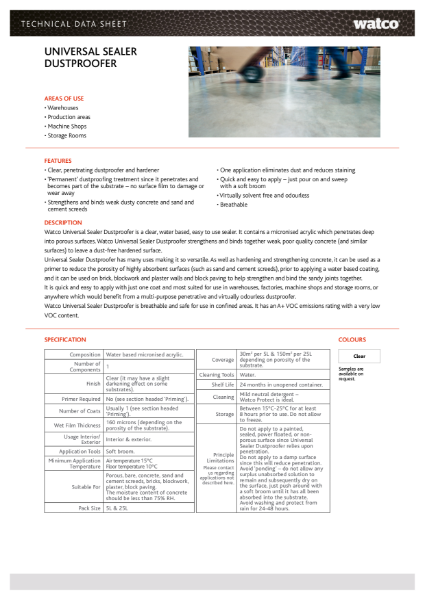 Data Sheet: Universal Sealer Dustproofer