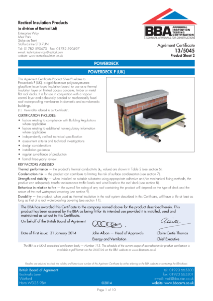 Certificate BBA 13/5045 Powerdeck F (UK)