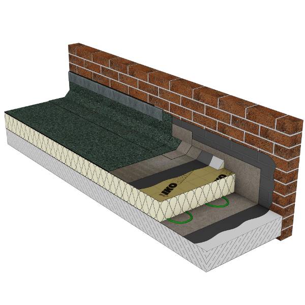 Two-Layer Torch-Applied Bituminous Membrane (Felt) Roofing System - IKO ULTRA Gold 20 - Built-up Flat Roofing System