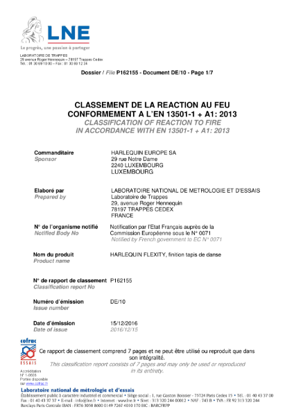 Harlequin Flexity Fire Classification