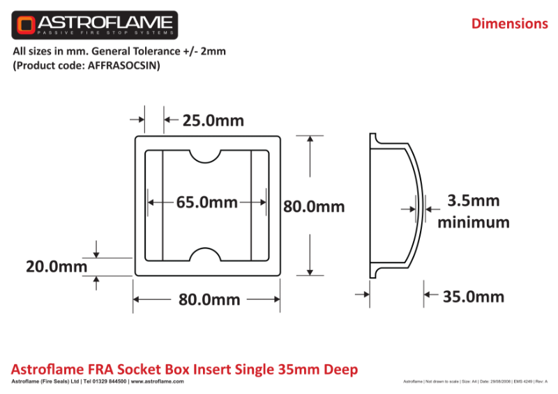 Astro FRA Socket Box Insert (Single 35mm Diagram)