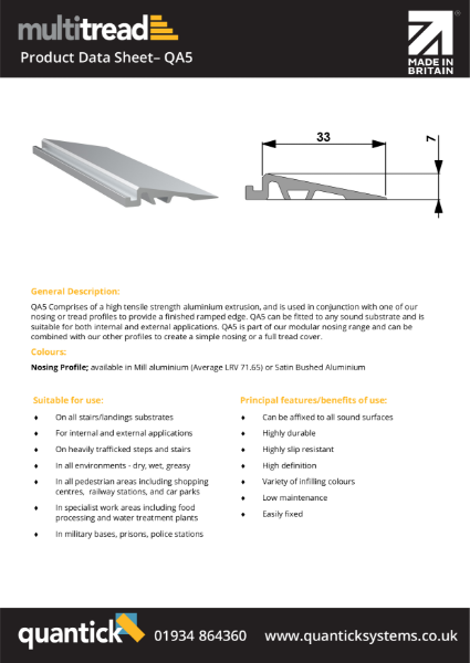 QA5 Product Data Sheet