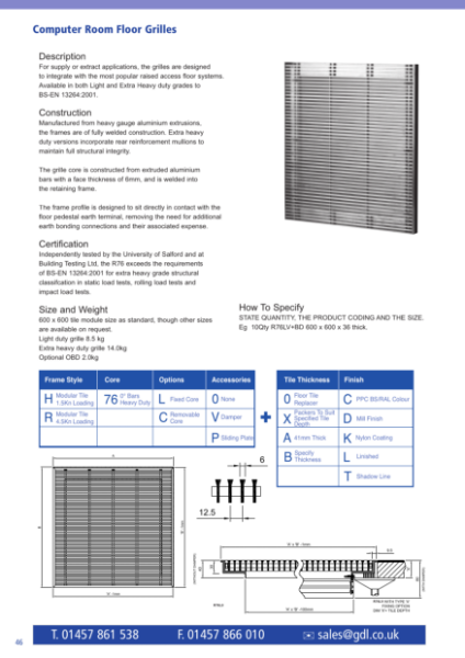 Computer Room Floor Grilles