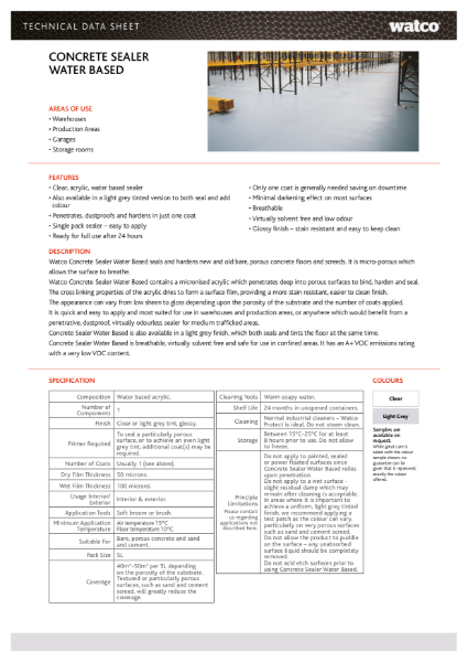 Data Sheet: Concrete Sealer Water-Based