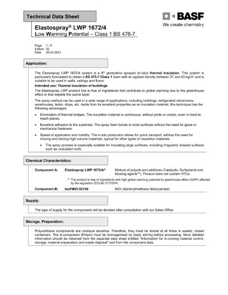 Elastospray LWP 1672-4 Technical Data Sheet