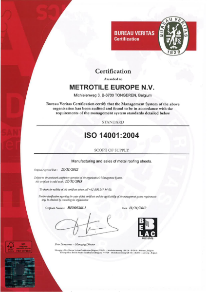 ISO 14001:2004 Certificate