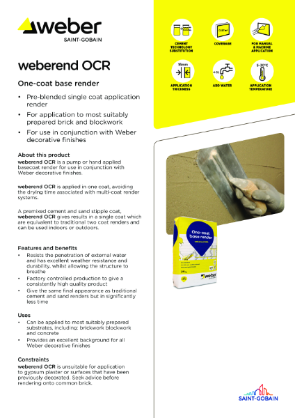 weberend OCR - Technical datasheet