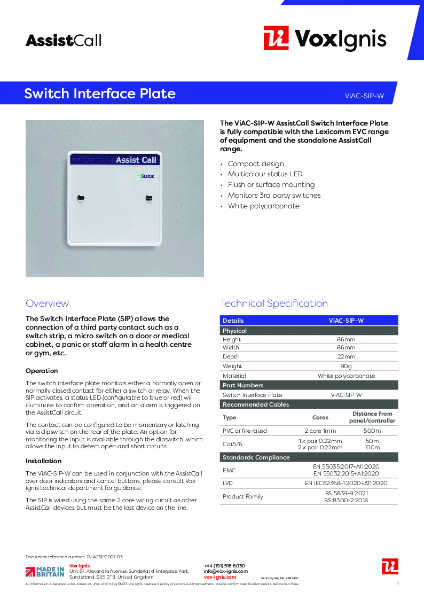 ViAC-SIP-W Datasheet