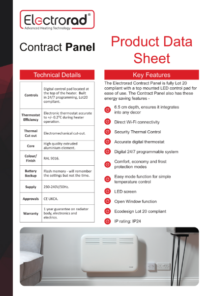 Contract Panel - Convector Heater Range – Product Data Sheet