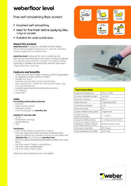 weberfloor level - Technical datasheet