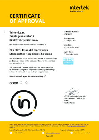 Sustainability  BES 6001 Certificate