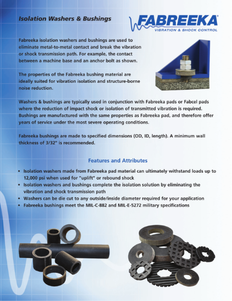 Isolation Washers - Shock & Vibration Pad | Fabreeka International ...