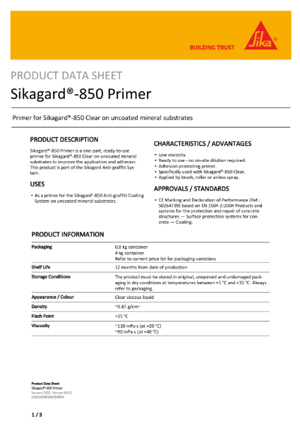 SIkagard 850 Primer Product Datasheet