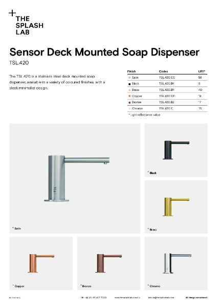 Sensor Deck Mounted Soap Dispenser Datasheet