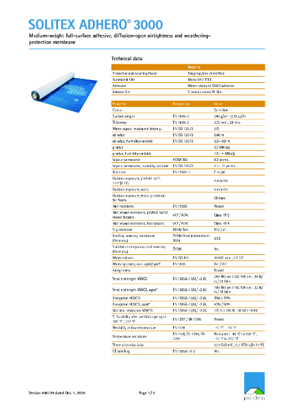 Solitex Adhero 3000 Technical datasheet