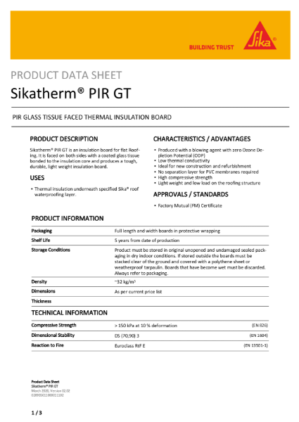 Sikatherm® PIR GT Insulation