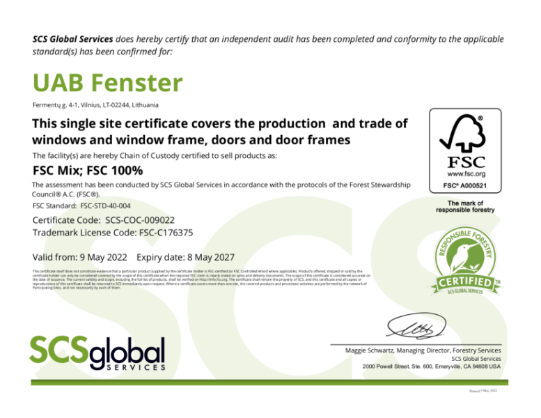 FSC certificate 