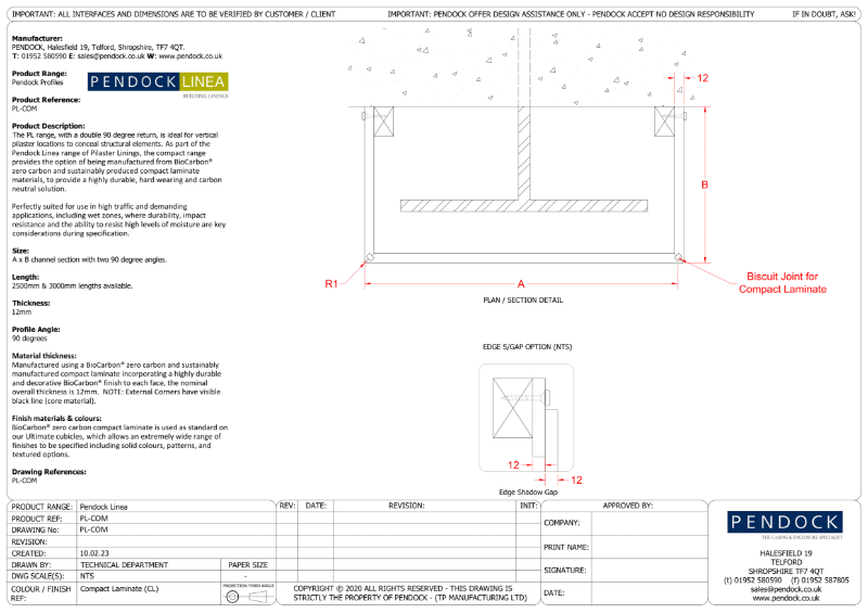 Pendock Linea - Building Linings - Pilaster Linings - PL-MET