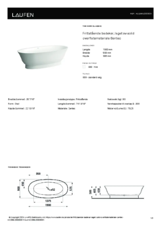 LAUFEN H2208520000001 Produktdatablad