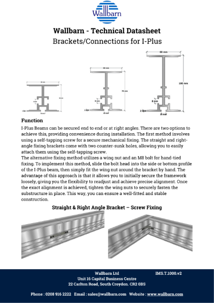 Datasheet - Brackets & Connections Aluminium I-Plus Rail
