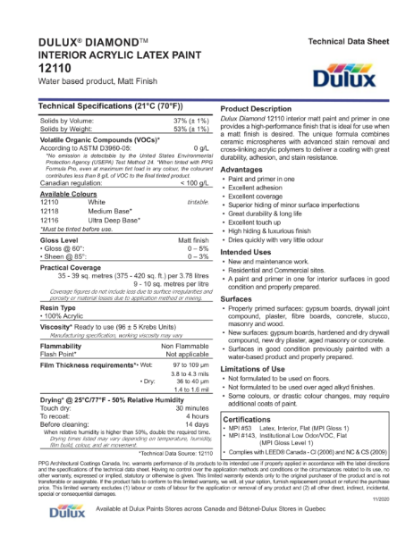 Dulux Diamond Interior Acrylic Latex Paint 15110