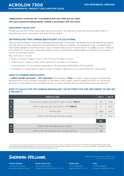 Acrolon 7300 EPD Certificate