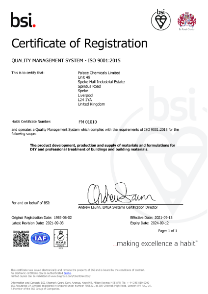 Quality Management System Certificate - ISO 9001