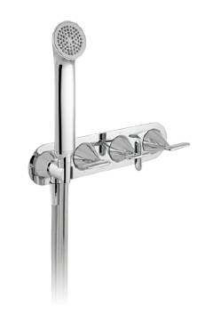 Arrondi 3 Outlet 3 Handle Concealed Thermostatic Shower Valve with Integrated Outlet + Handset for Bath | TAB-1283WOS-ARR-T-CP