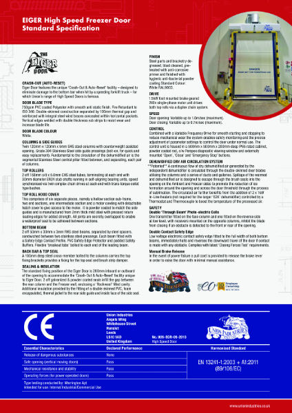 Eiger Door Standard Specification
