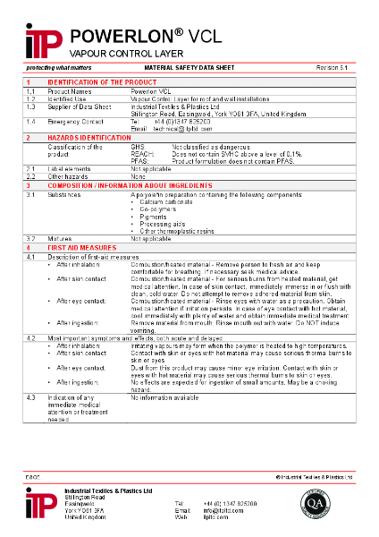 Powerlon VCL MSDS R6-1