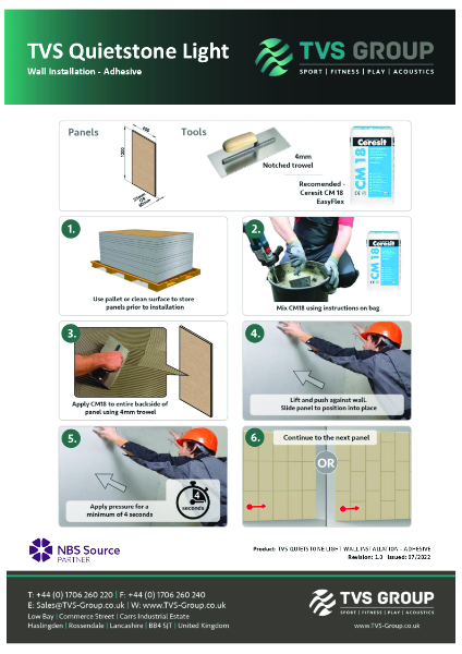 TVS Quetstone Adhesive Installation