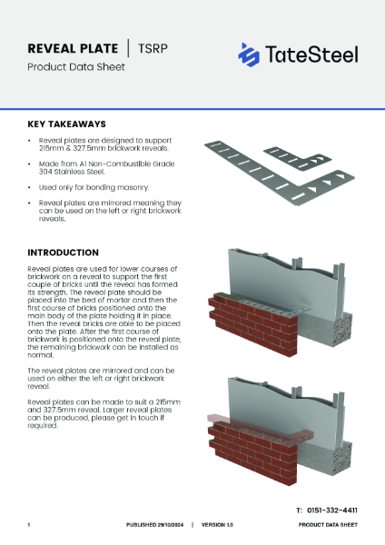 Tate Steel - Reveal Plate Data Sheet - V1