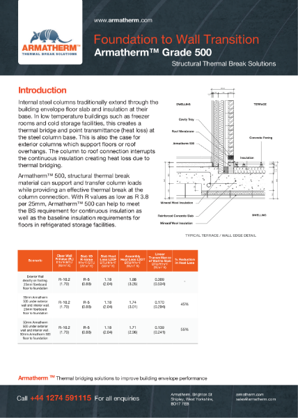 Foundation to Wall Transition Thermal Break - Armatherm