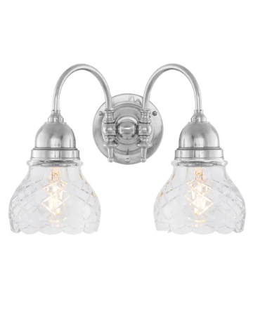 Lamper & Belysning - Baderomslampe – Stackelberg, Forniklet, Slipt Klart Glass