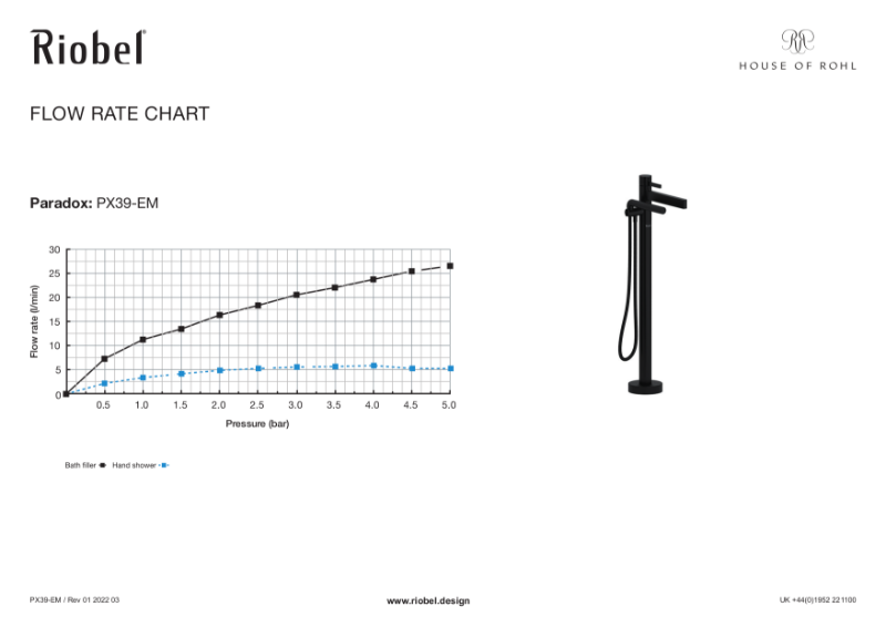 Paradox Freestanding Bath Mixer Flow Rate
