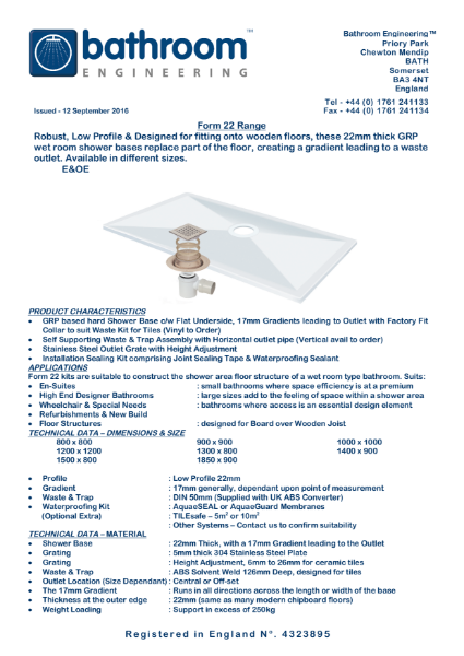 Shower Tray - Form 22